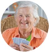 Elderly women playing cards